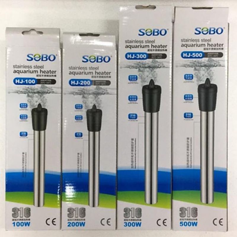 Cây Sưởi Sobo Vỏ Inox HJ100, HJ200, HJ300, HJ-500 - Sưỡi Ấm Hồ Cá