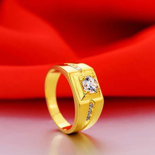 Nhẫn đính đá kim cương nhân tạo mạ vàng 24k dành cho phái mạnh