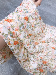 đầm hoa cổ bèo rút dây (hàng ord chỉ 2 ngày)