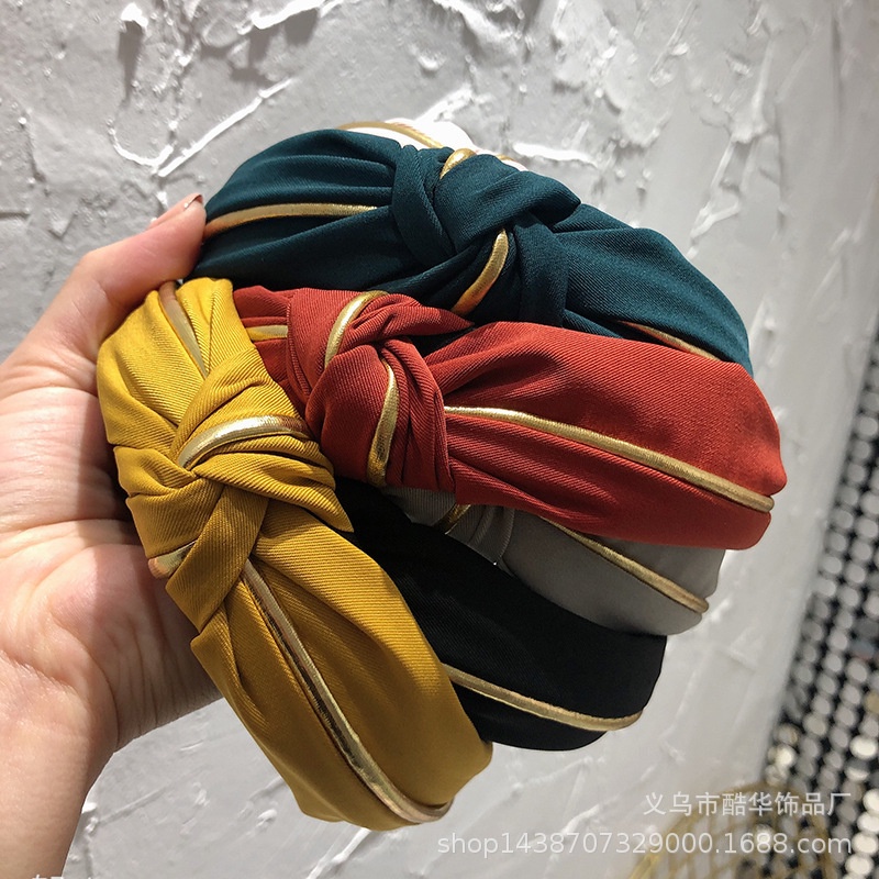 Băng đô,Bờm cài tóc vải thắt nút phối mau2Vintage thời trang Hàn Quốc dễ thương