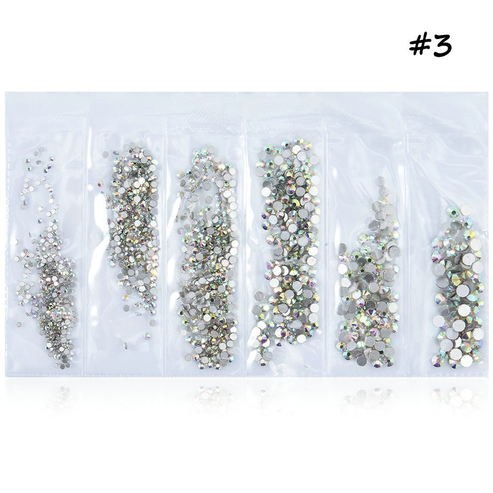Set 1440 Hạt Kim Cương Giả Nhiều Kích Thước Đính Móng Nghệ Thuật