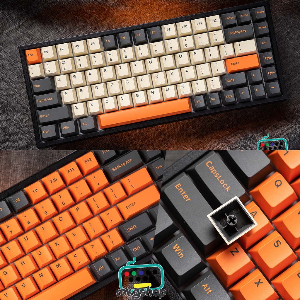 Keycap AKKO Carbon Retro 229 nút nhựa PBT doubleshot cực đẹp, cherry profile