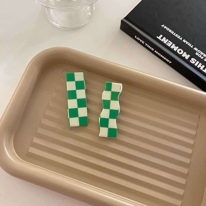 Kẹp tóc họa tiết sọc lưới/gợn sóng nhiều màu sắc tùy chọn thời trang cho nữ