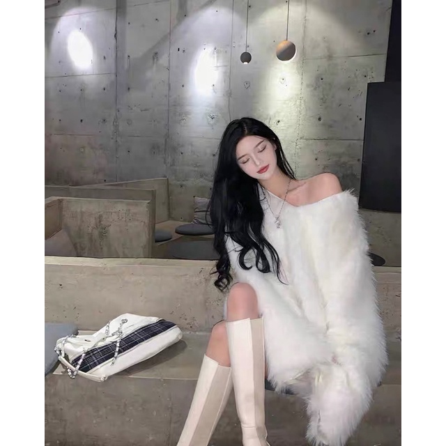 Áo lông nữ dài tay hàng Quảng Châu cao cấp đầu mùa đông phong cách sang trọng khí chất ngọt ngào