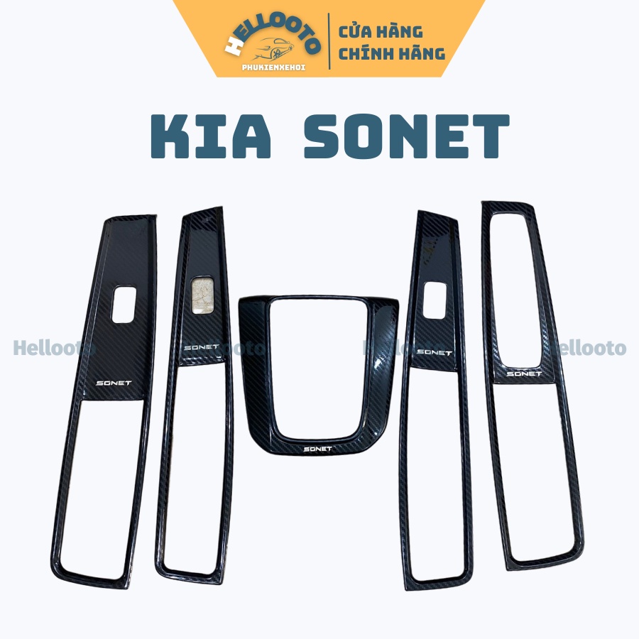 Ốp nội thất xe Kia Sonet 2021 2022 2023 Mẫu Titan/Carbon Hợp Kim Cao Cấp - 5 chi tiết có tặng kèm keo tăng dính