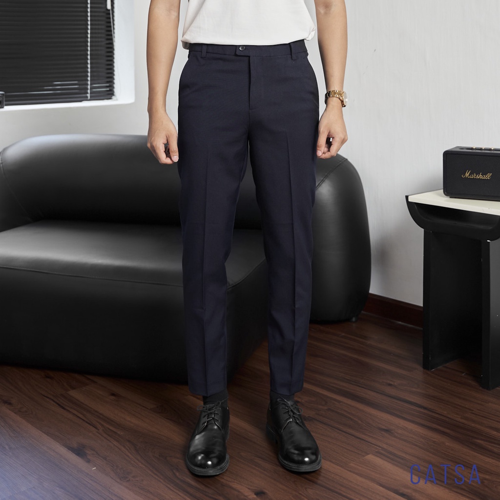 Quần tây nam xanh đen cao cấp, quần âu chất vải mềm mại, mặc thoải mái CATSA QTD069