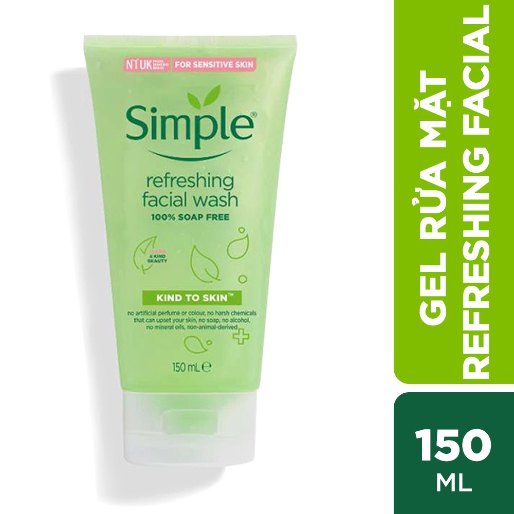 ❃❀☄Gel rửa mặt dưỡng ẩm Simple Refreshing Facial 150ml1