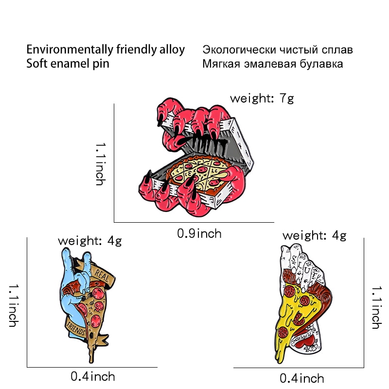 Ghim Cài Áo QIHE JEWELRY Hình Bánh Pizza Zombie Hoạt Hình Dễ Thương