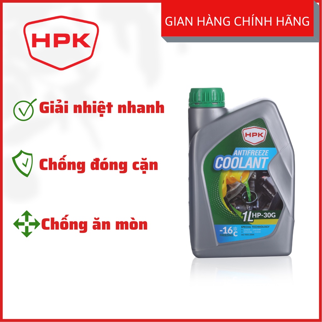 Nước làm mát động cơ HPK HP30G 1L màu xanh sản phẩm chính hãng HPK dùng cho ô tô xe máy