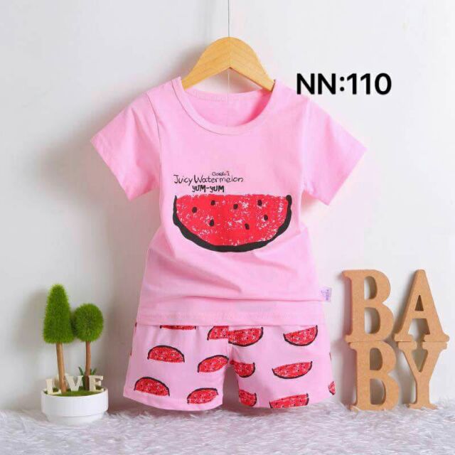 Bộ cotton bé gái xinh iu