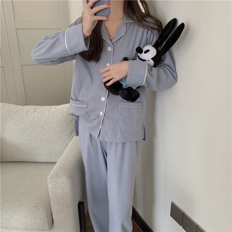 Bộ Đồ Ngủ Dáng Rộng Tay Dài Phong Cách Hàn Quốc Thời Trang Thu Đông Mới Cho Nữ | BigBuy360 - bigbuy360.vn