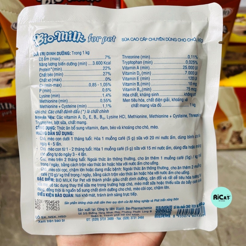 Sữa BIO MILK cho Chó Mèo Túi 100g | Sữa Chó Mèo Bán Chạy Nhất