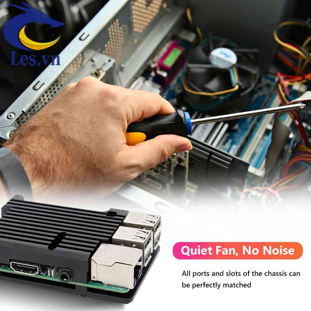 Vỏ Nhôm Làm Mát Hai Quạt Cho Raspberry Pi 3 Model B +