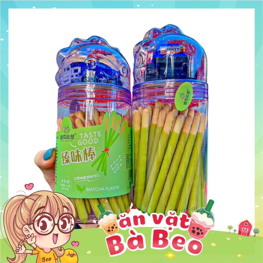 Một hủ bánh que phủ kem sô cô la vị dâu/ việt quất/matcha trà xanh kèm xe hơi đồ chơi cute Hongkong hủ 150gam