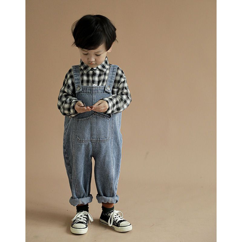 [Babycat] Hàng Có Sẵn Quần Yếm Denim Dáng Rộng Phong Cách Nhật Bản Hàn Quốc Thời Trang Phương Tây Cho Bé Trai Bé Gái B