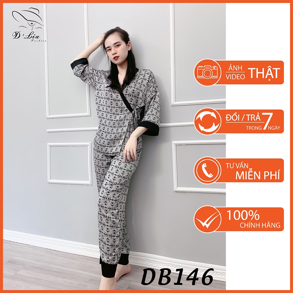 Bộ Kimono D'lia chất liệu lụa mềm cao cấp Tay Lửng - DB146