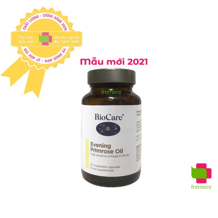 Tinh dầu Hoa anh thảo BioCare Evening Primrose Oil, Anh (30 viên) làm đẹp da tóc, cân bằng nội tiết cho phụ nữ, mẹ bầu
