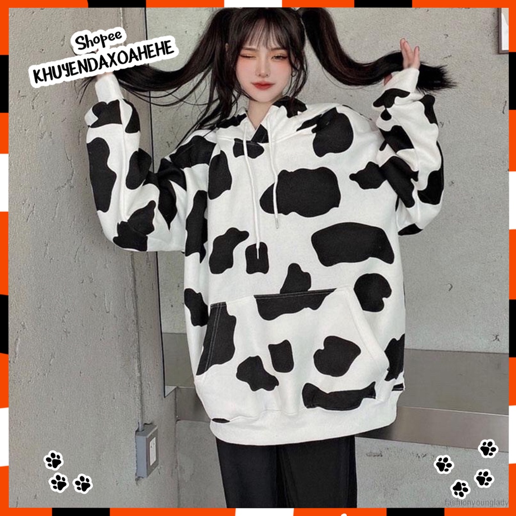 A005 Áo Hoodie nam nữ form rộng Unisex có mũ cute, áo nỉ bông chui đầu bò sữa Ulzzang thể thao trẻ trung năng động | BigBuy360 - bigbuy360.vn