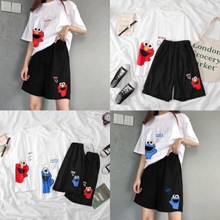 Đồ Bộ Hoạt Hình Unisex Elmo Cute - Miki VN, Chất Liệu Thun Cotton Co Dãn 4 Chiều Thoáng Mát, Dày Dặn, Freesize