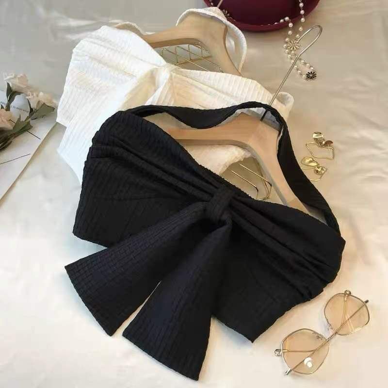 Áo nơ croptop dây buộc cổ hàng QC