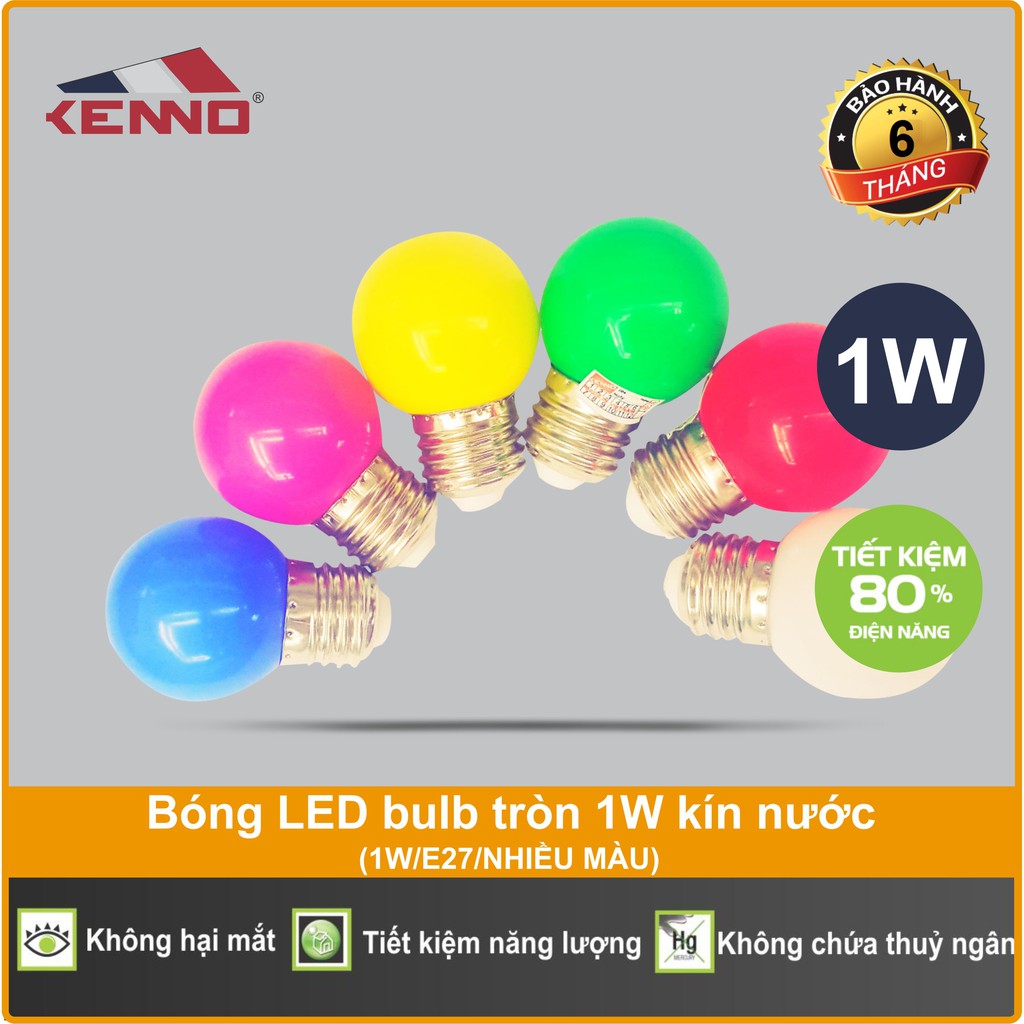 Bóng LED bulb tròn 1W kín nước - ghi chú màu bóng trước khi đặt hàng
