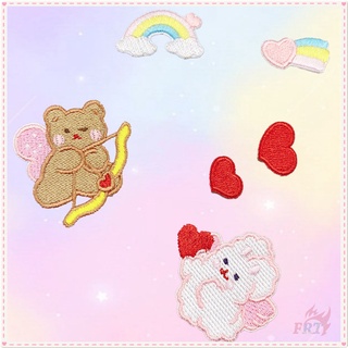 Miếng dán ủi quần áo hình cupid/gấu/thỏ/trái tim/cầu vồng DIY