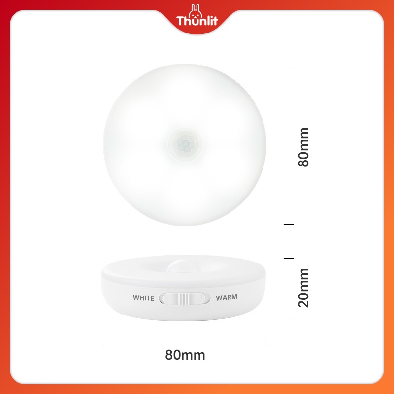 Đèn Ngủ THUNLIT Cảm Ứng Nhiệt Độ Tự Động Sạc Điện Usb Với 2 Màu Sắc Ánh Sáng