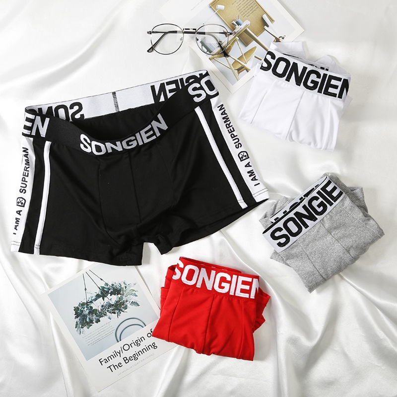 Quần Lót Boxer Vải Mềm Thoáng Khí In Chữ Cá Tính Cho Nam