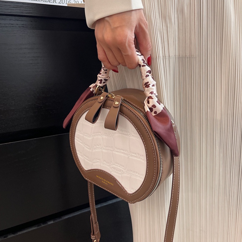 Túi Đeo Chéo Hình Tròn Cỡ Nhỏ Bằng Lụa Họa Tiết Vân Đá Thời Trang Cho Nữ