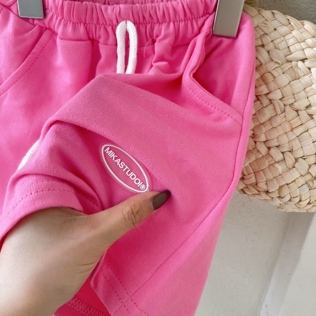 Set Đồ Thể Thao Mùa Hè Gồm Áo Thun Cotton Tay Cộc In Chữ Và Quần Ngắn Phong Cách Phương Tây Cho Bé Gái