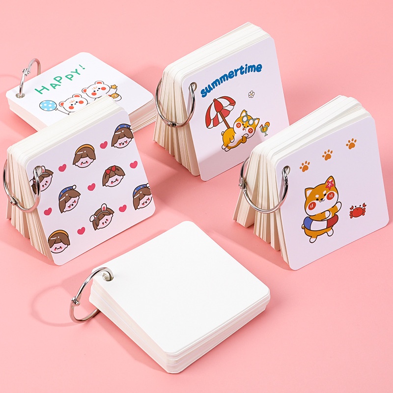 Flashcard thẻ học từ vựng tiếng anh, flashcard ghi chú học ngoại ngữ kèm khoen dễ thương cute TooYoo TY0100