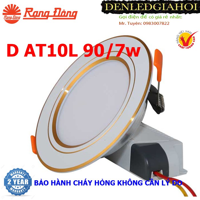 Đèn Led âm trần 7W, 9W Rạng Đông ánh sáng trắng ,mã D AT10L lỗ khoét trần 90mm và 110mm