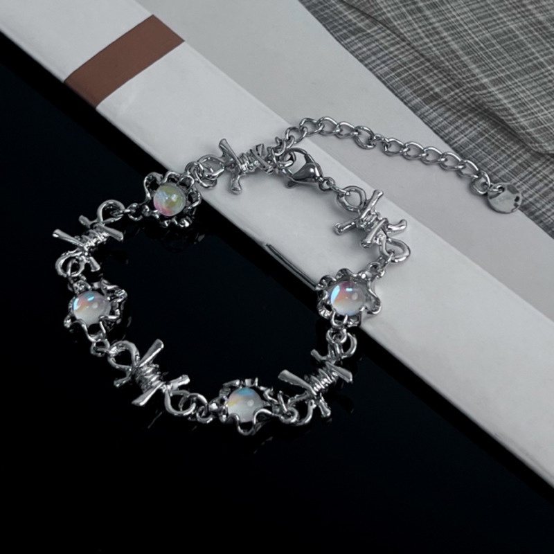 Vòng Tay Đá Mặt Trăng Gai Thiết Kế Mới Cao Cấp Thời Trang Theo Phong Cách Hip Hop