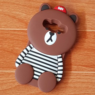 Ốp Lưng Samsung J3 / J3 2016 Gấu Mập 3D Brown Mặc Áo Cao Cấp