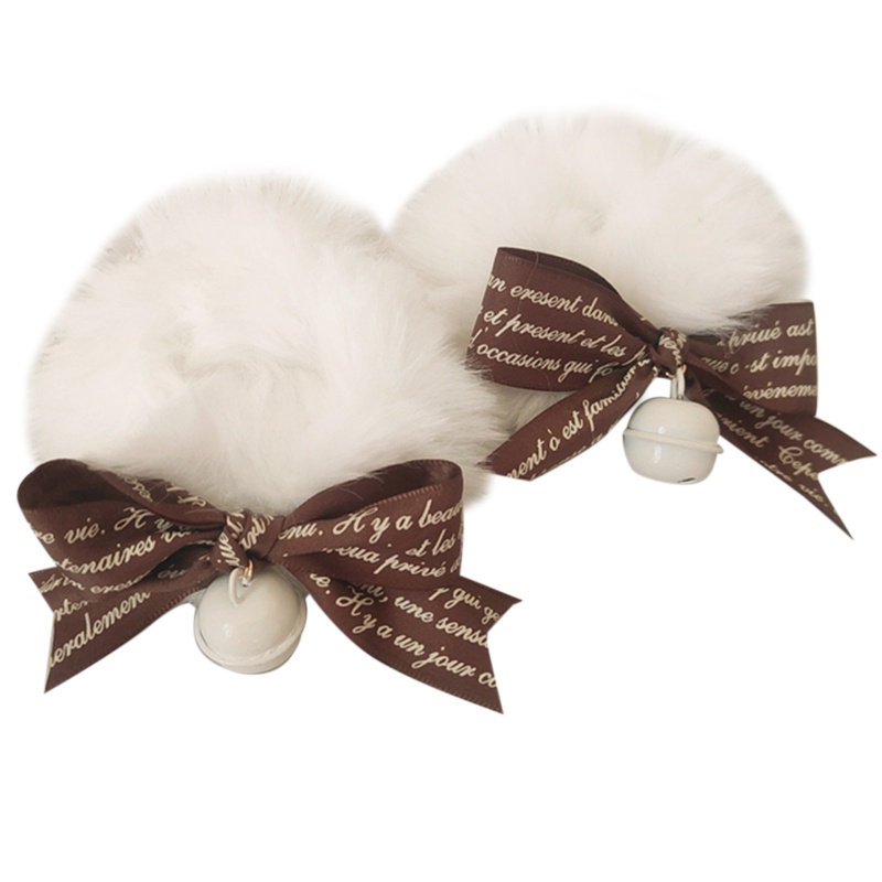 Dây Cột Tóc Lông Nhung Co Giãn Đính Chuông Phong Cách Lolita