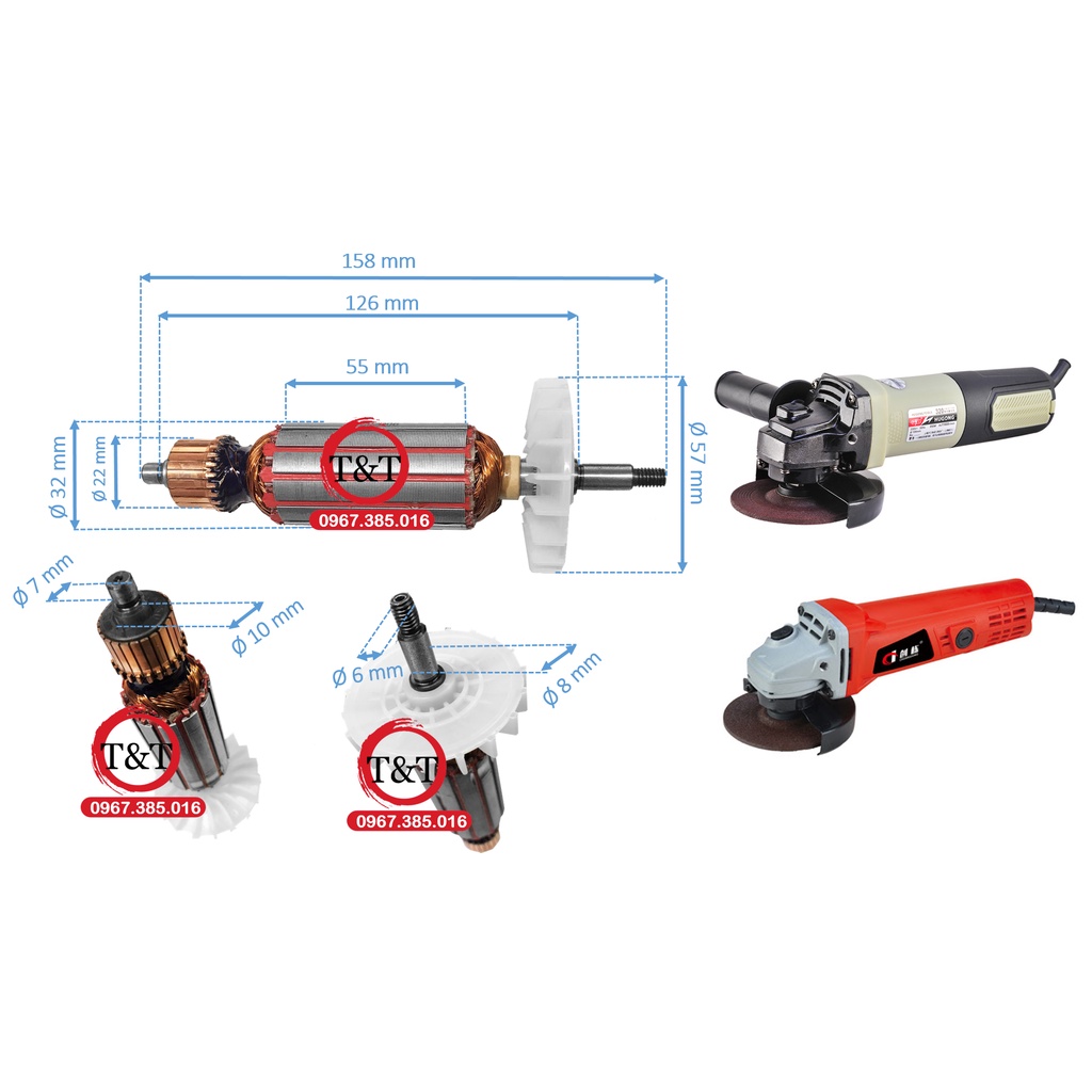 Rotor máy mài Rubi xám 313 Hungong Heli 821 hộp trắng HELI 100-5 9100 (qv)