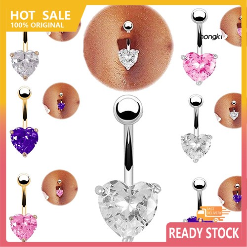 Khuyên rốn đính đá hình trái tim thời trang cho nữ