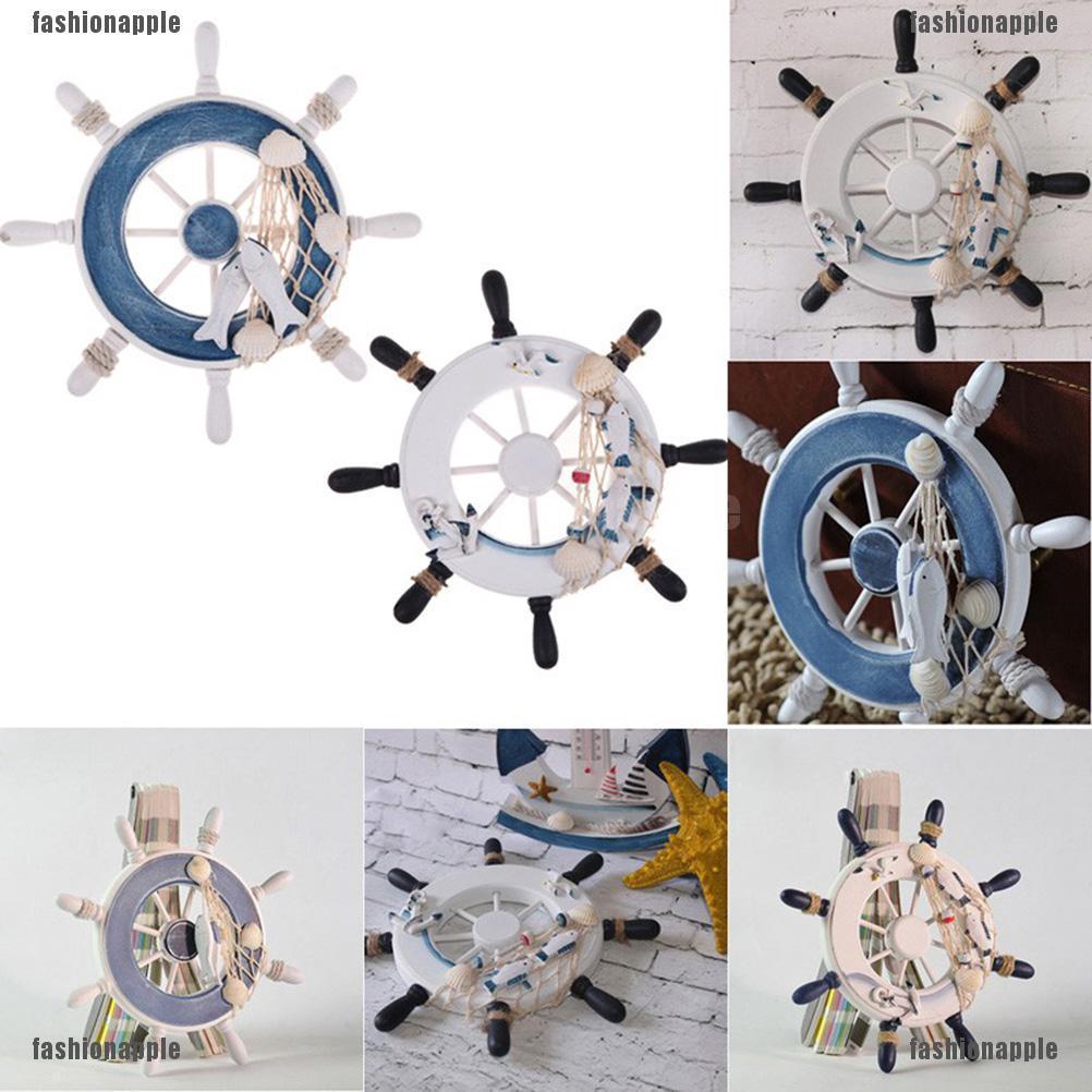 Lưới Đánh Lái Thuyền Bằng Gỗ Màu Xanh Dương Trắng 1X 9 inch Trang Trí Tường