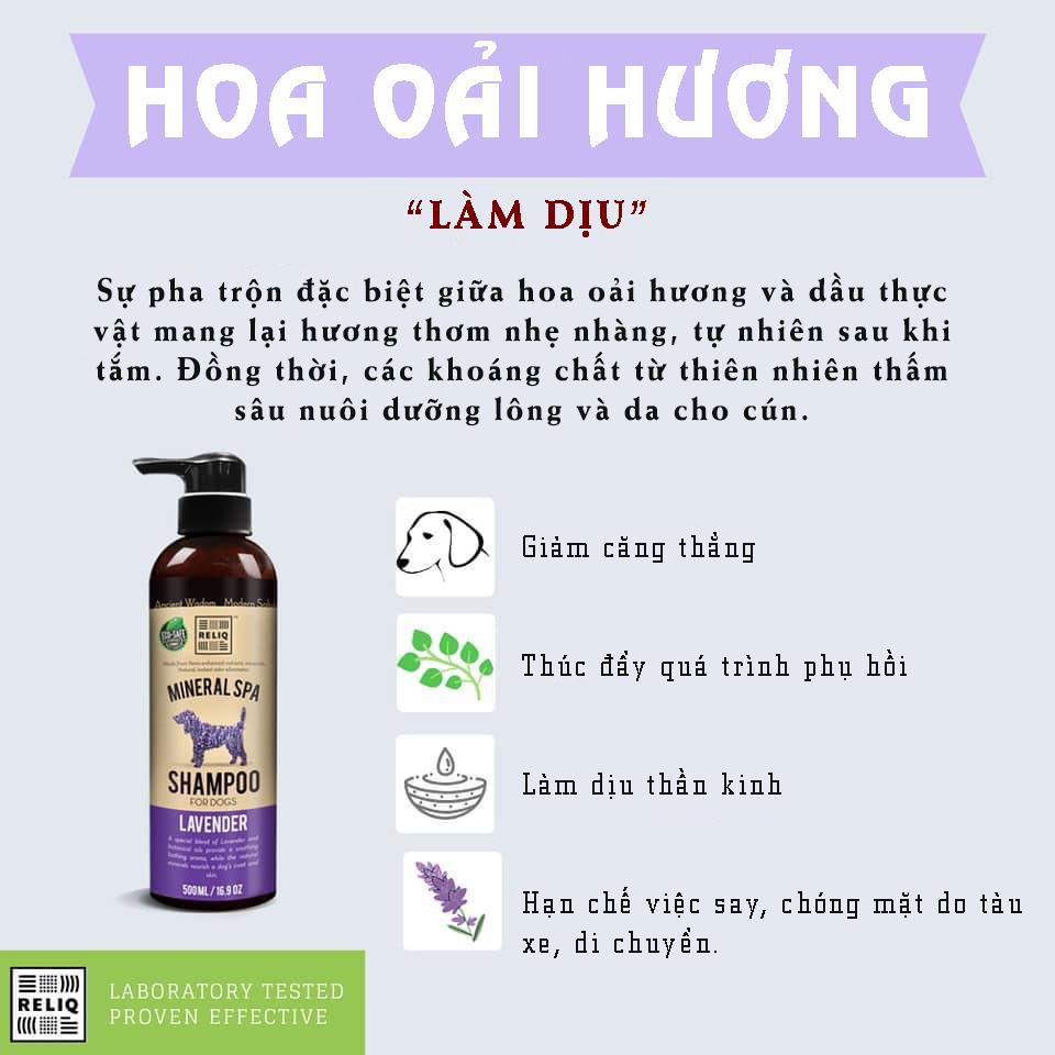 Sữa tắm dưỡng mềm lông RELIQ dành cho chó mèo 500ml