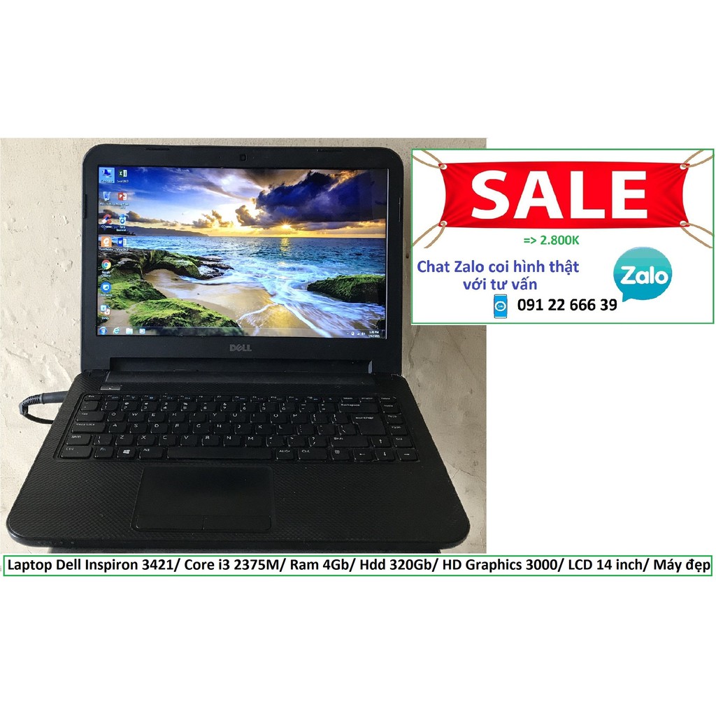 Laptop Dell Inspiron 3421/ Core i3 2375M/ Ram 4Gb/ Hdd 320Gb/ HD Graphics 3000/ LCD 14 inch/ Máy đẹp