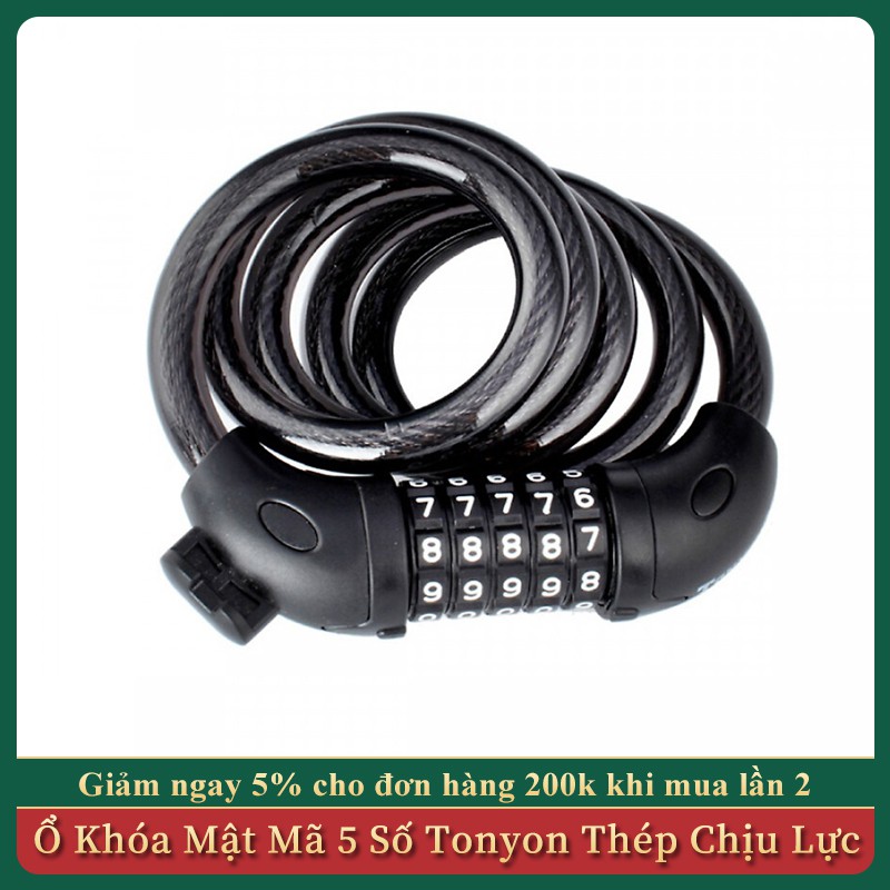 Ổ Khóa Mật Mã 5 Số Tonyon Thép Chịu Lực Khóa Xe Đạp, Xe Máy Chống Trộm