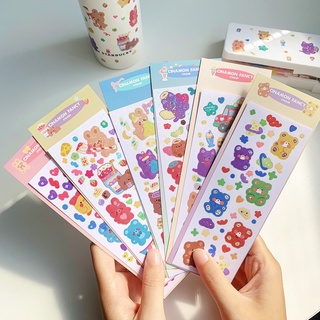 Tấm hình dán sticker gấu thỏ mèo kim tuyến lấp lánh