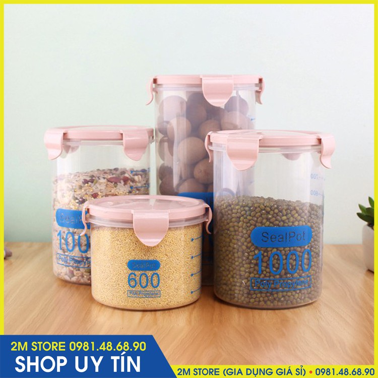 (600ml-800ml-1000ml) Hộp Nhựa Tròn Đựng Thực Phẩm Có Vạch Chia Định Mức SEALPOT