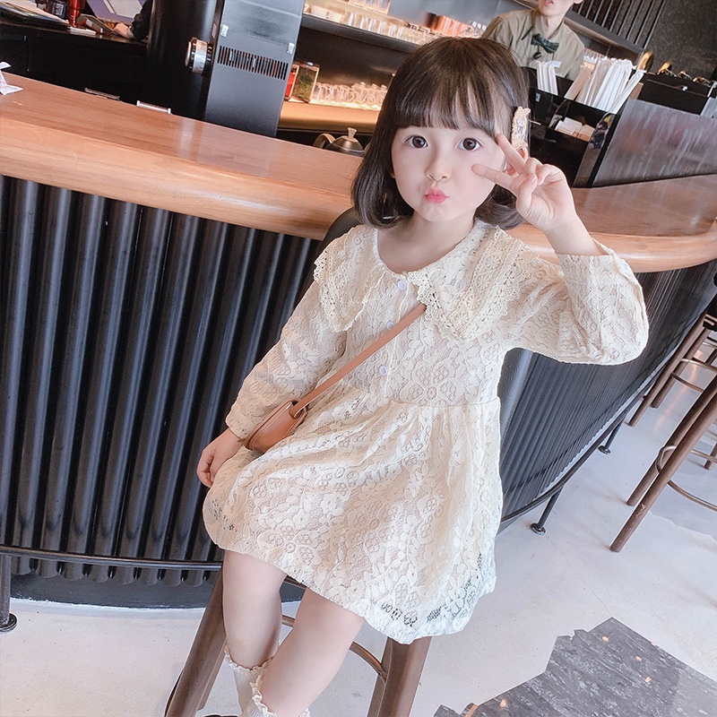 Đầm bé gái phong cách Retro Hàn Quốc xinh xắn thời trang mùa thu 2021