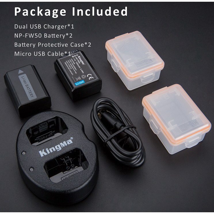 Combo pin sạc máy ảnh Kingma cho Sony NP-FW50