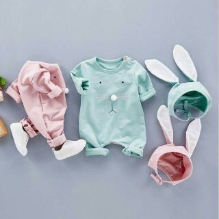 Set body thỏ ngọc kèm mũ cho bé