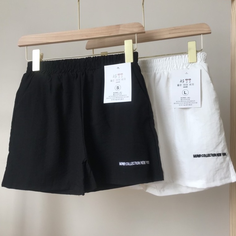 Quần Đùi Đen Trắng Họa Tiết Thêu Chữ Nữ 🌺 Short lửng ống rộng cạp chun kiểu dáng basic Ulzzang HOT 🌺