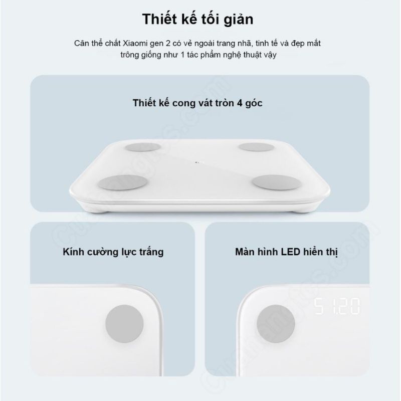 [CHÍNH HÃNG]Cân điện tử thông minh Xiaomi Mi Body Fat Scale 2 - Cung cấp 13 dữ liệu về cơ thể và cân Xiaomi Scale 2