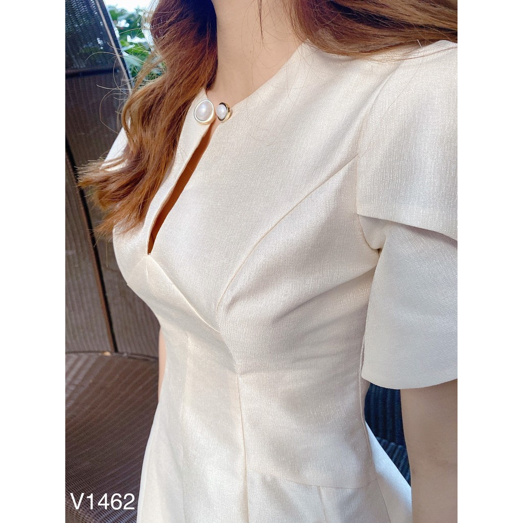 Váy tafta màu kem V1462 - Đẹp Shop DVC - Kèm ảnh thật trải sàn do shop tự chụp | BigBuy360 - bigbuy360.vn
