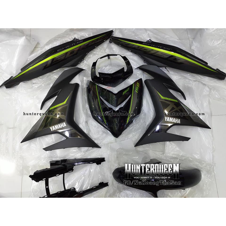 Tem Exciter 150, MX nhọn. Xe xám đen nhám, mặt nạ bóng. Chỉnh sửa theo yêu cầu. Sắc nét, bền màu, chống nước